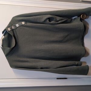 J Crew Women's Mock-neck Pullover Sweater Buttons Olive Green Size XL